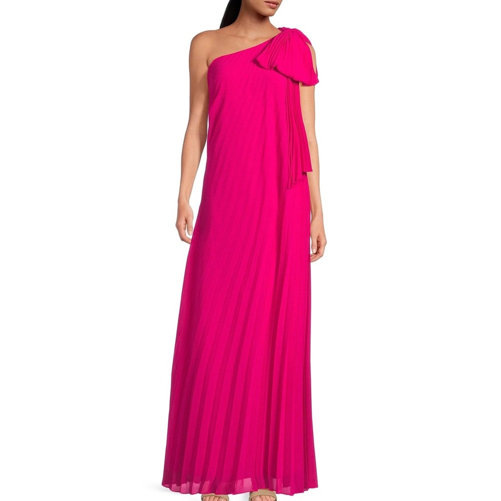 Badgley Mischka - Belle by Badgley Mischka Anna one shoulder Bow pleated dress